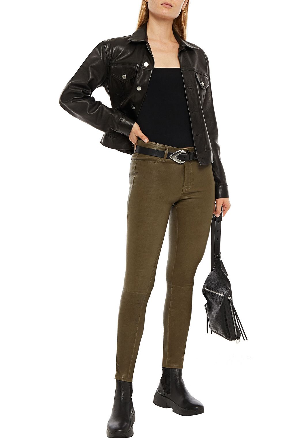 J BRAND Stretch-leather skinny pants