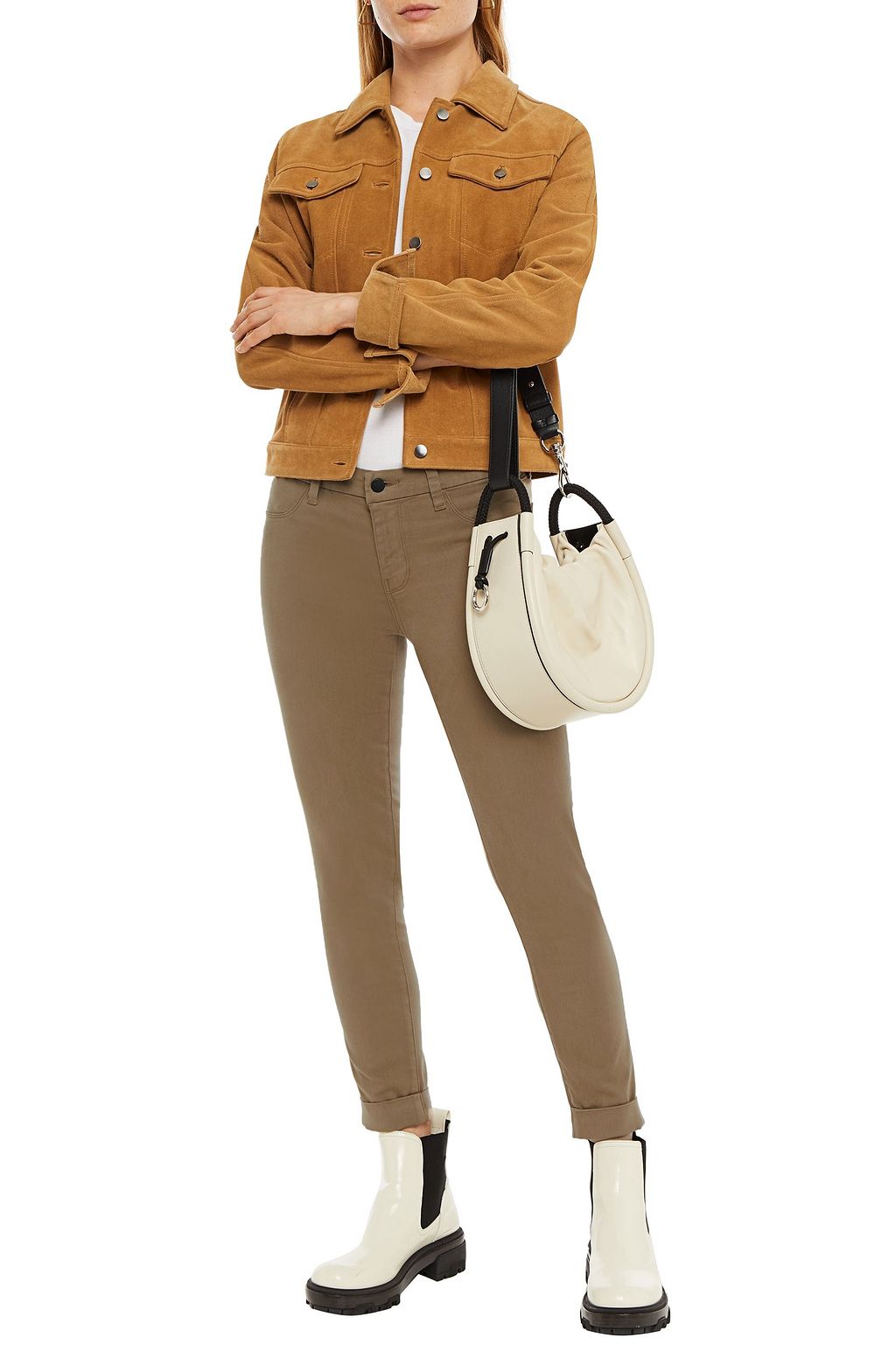 J BRAND Cropped cotton-blend skinny pants