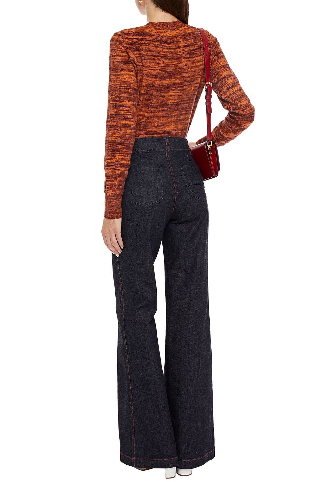 VICTORIA BECKHAM Cropped marled brushed cotton sweater