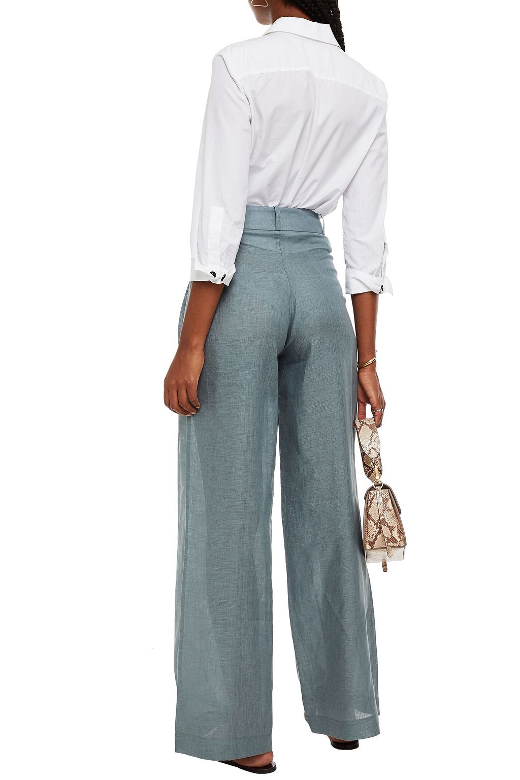 ASCENO The Rivelle pleated linen-gauze wide-leg pants