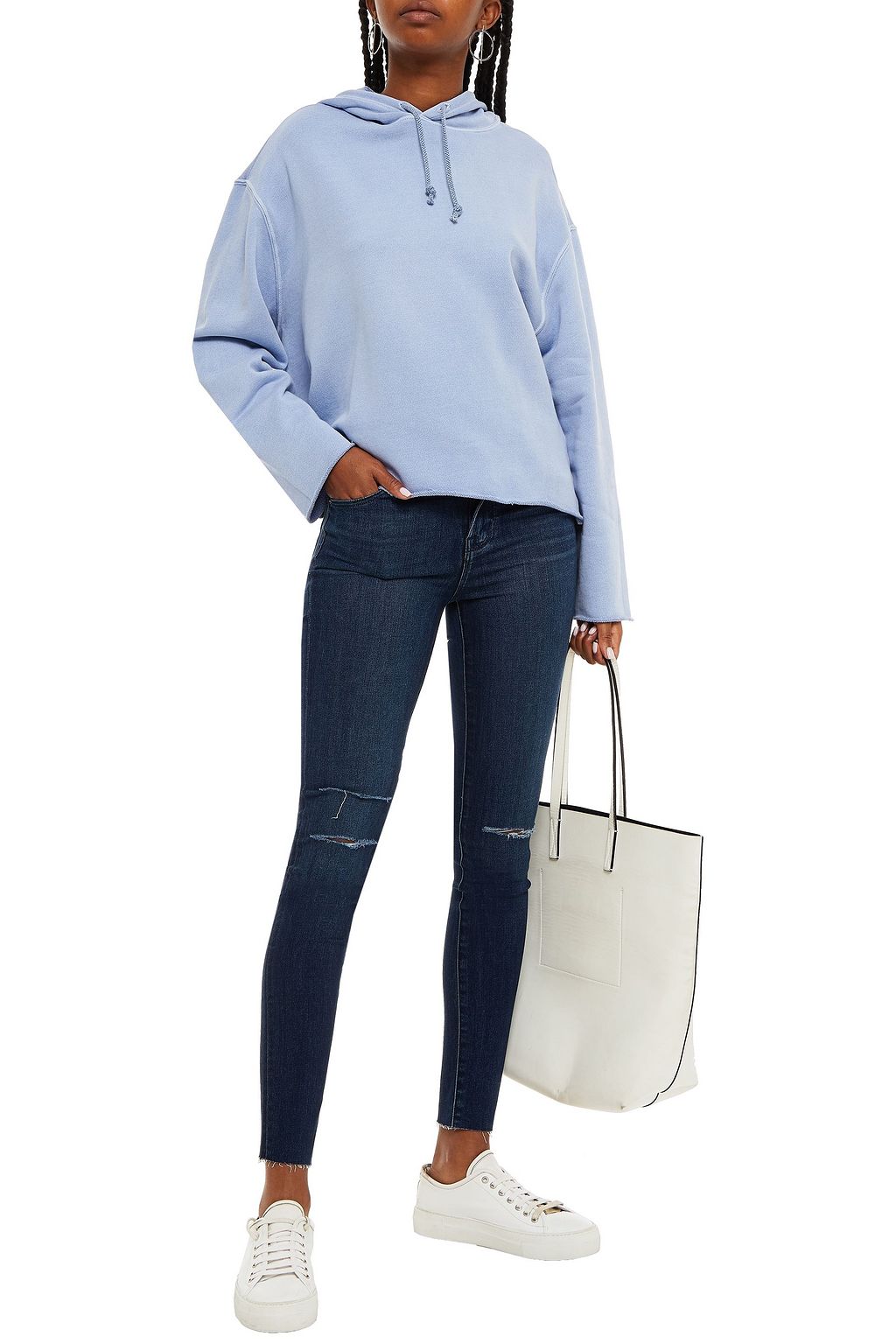 J BRAND Distressed mid-rise skinny jeans