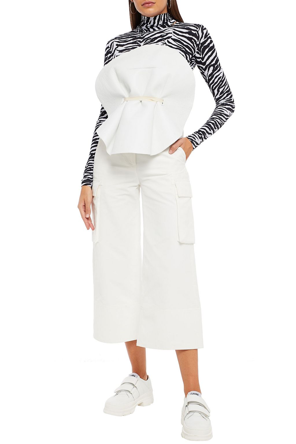 MM6 MAISON MARGIELA Strapless grosgrain-trimmed leather top
