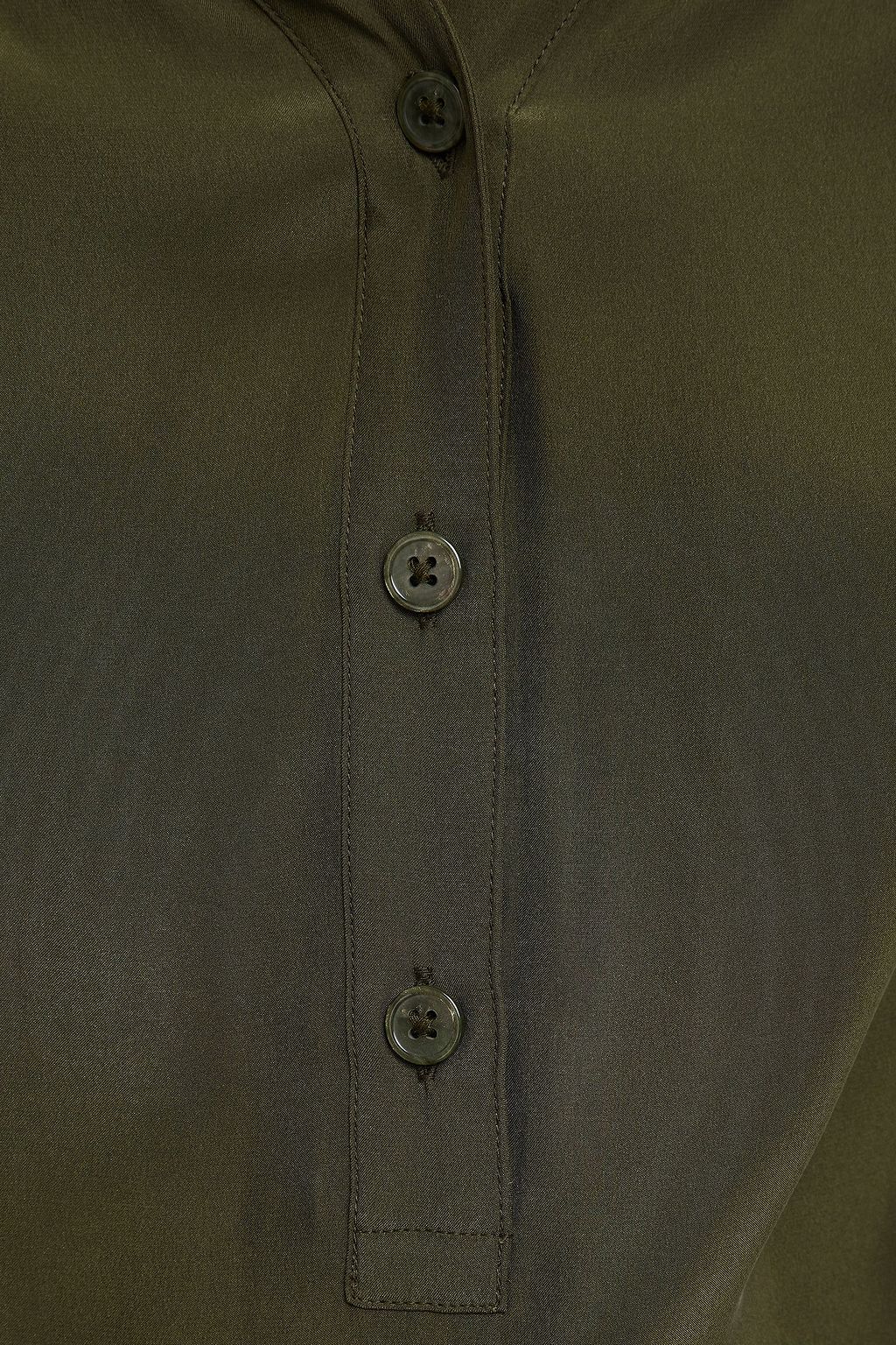 J BRAND Gathered silk crepe de chine blouse