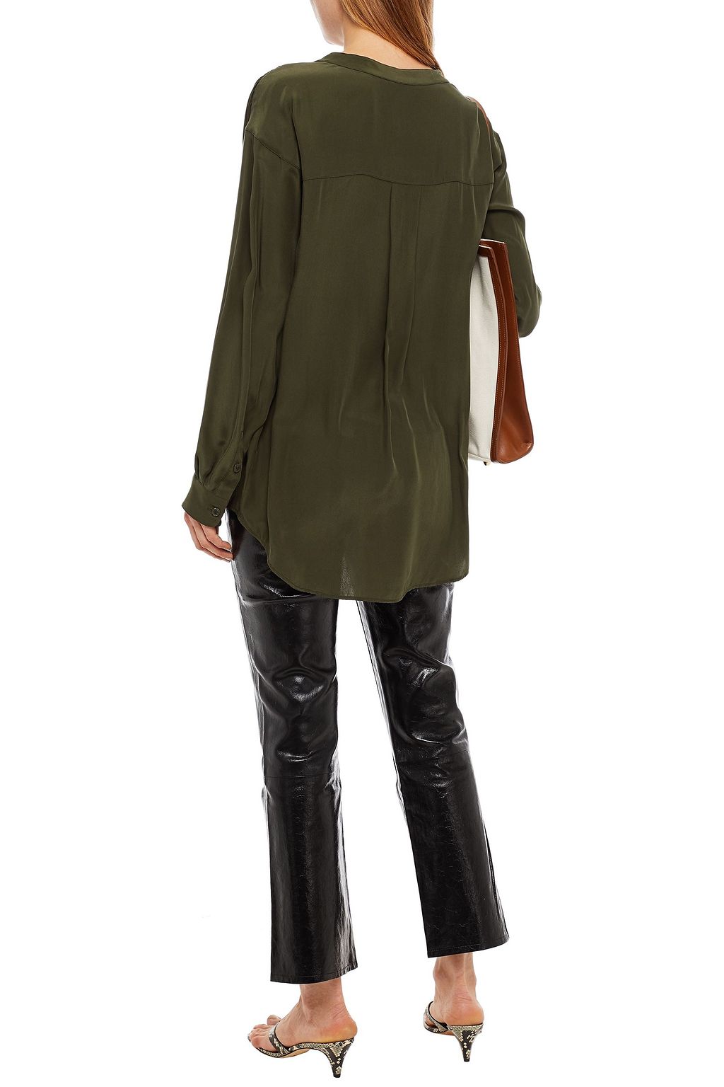 J BRAND Gathered silk crepe de chine blouse