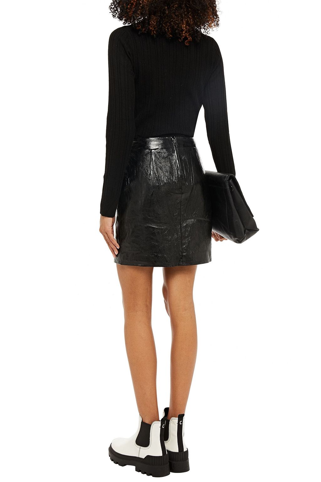 J BRAND Cracked patent-leather mini skirt