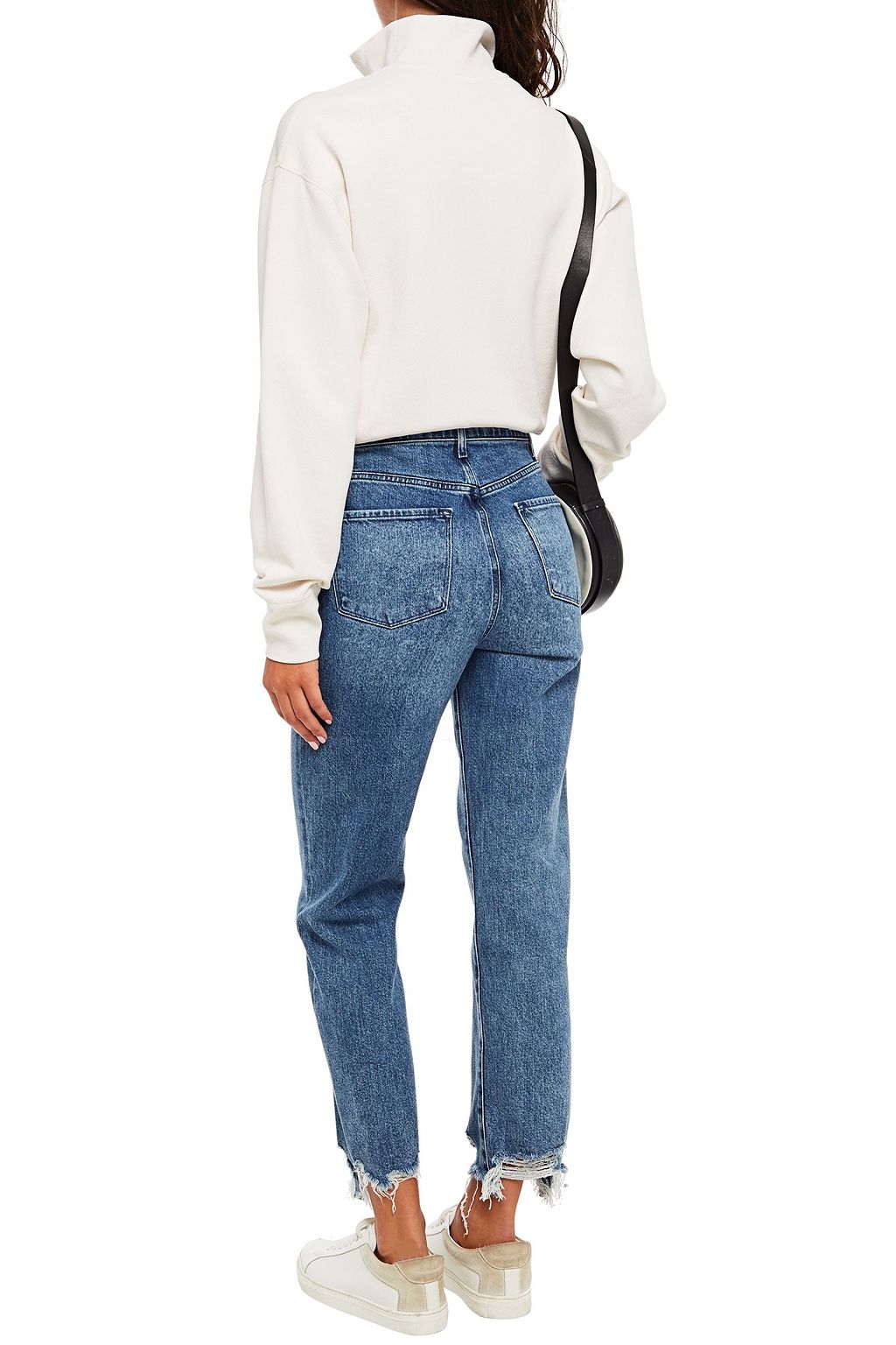 J BRAND Distressed high-rise straight-leg jeans