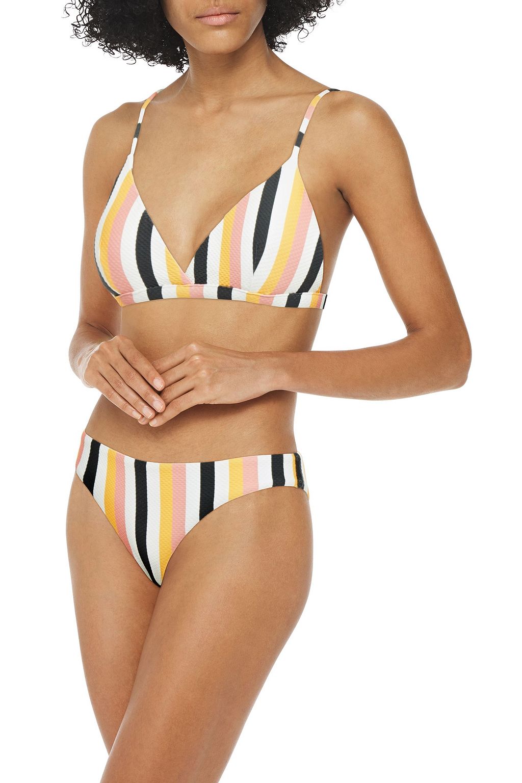 ASCENO Striped triangle bikini top