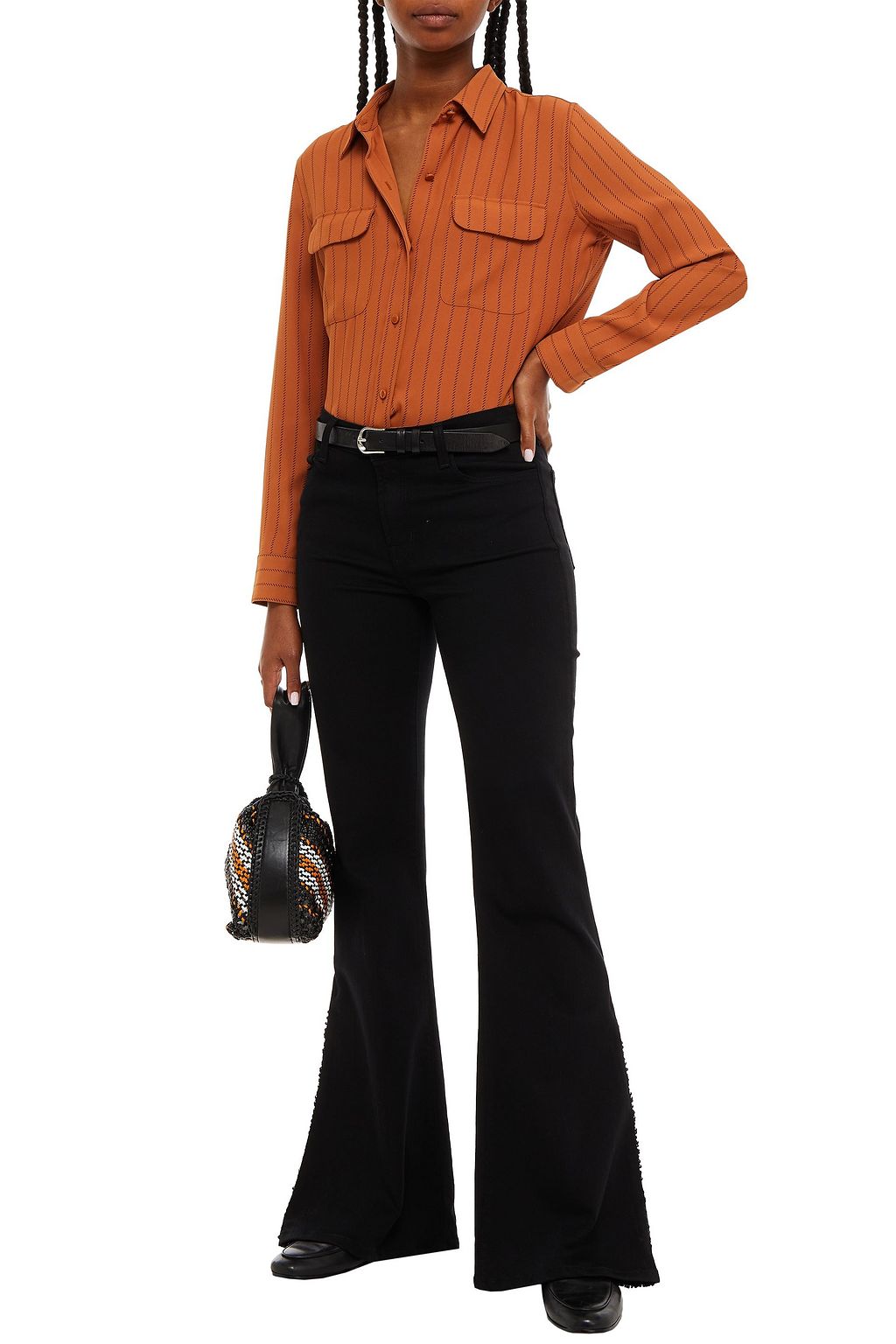 J BRAND Embellished mid-rise flared jeans