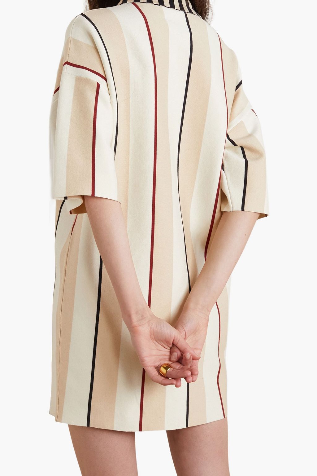 ZANKOV Gio striped cotton-blend mini shirt dress