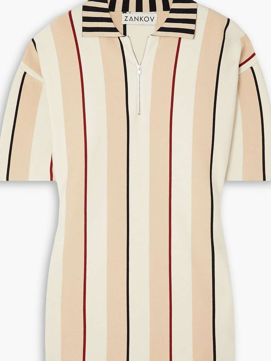 gio striped cotton-blend mini shirt dress