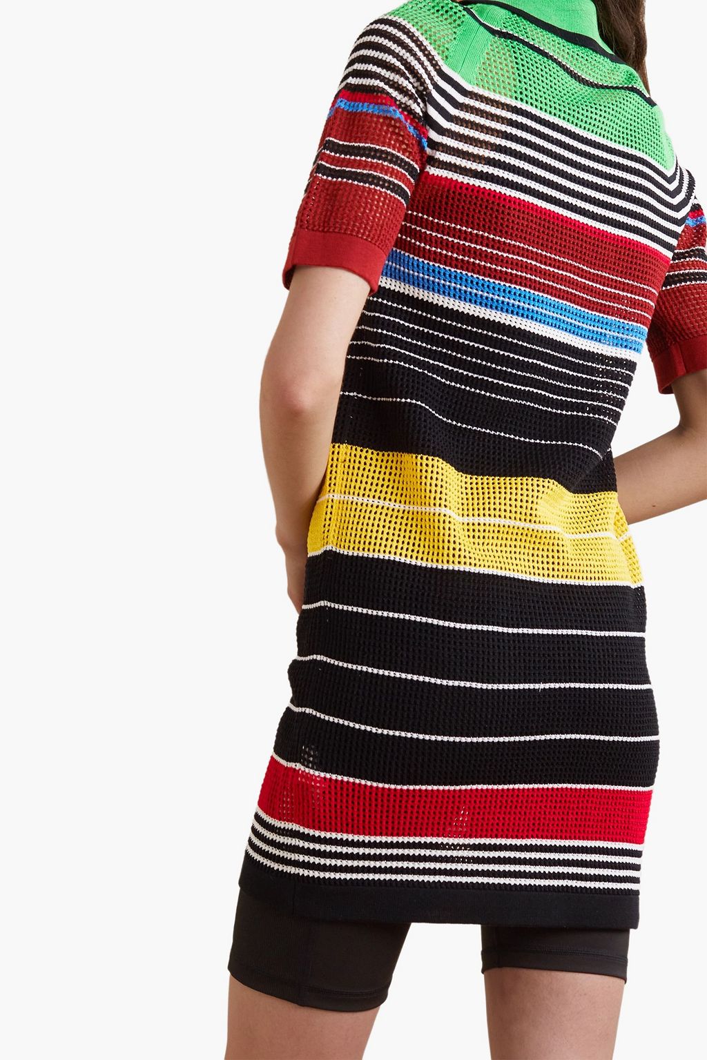 ZANKOV Antibes striped open-knit cotton mini dress