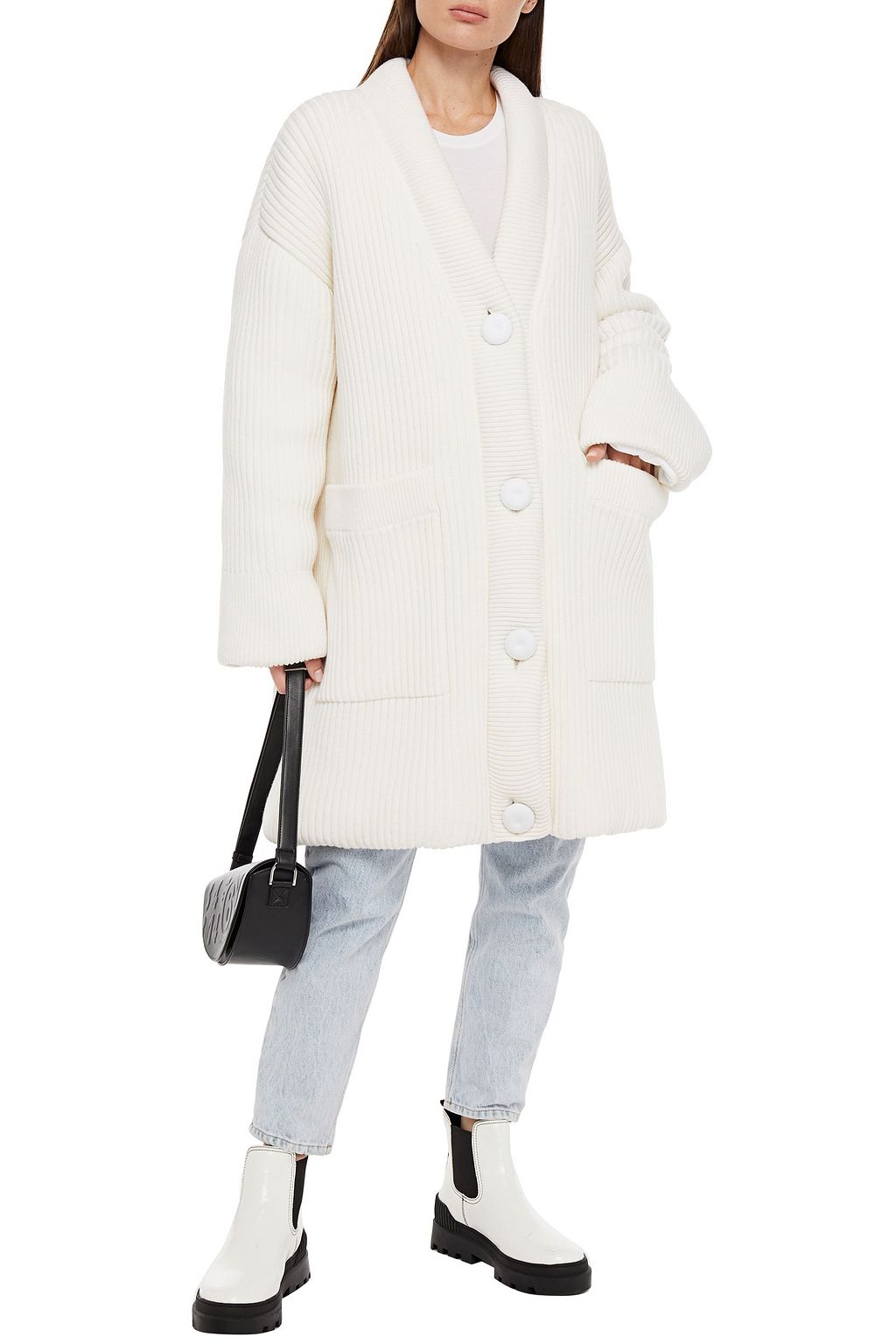 MM6 MAISON MARGIELA Oversized ribbed wool-blend cardigan