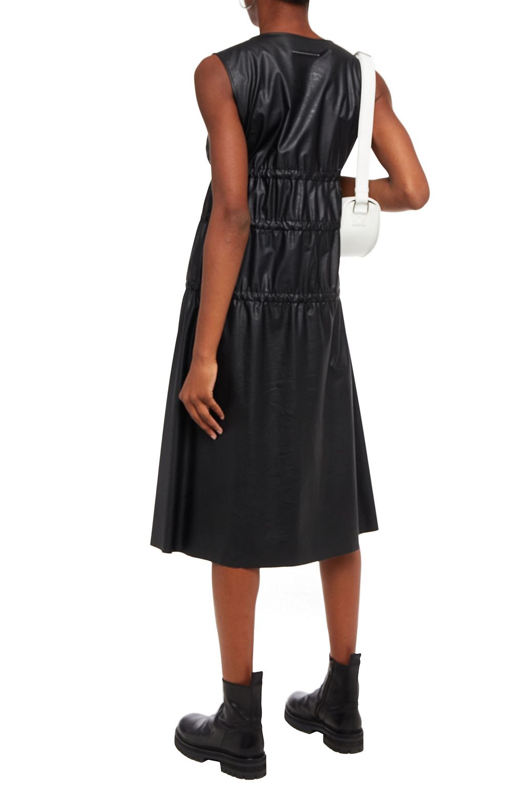 MM6 MAISON MARGIELA Gathered faux leather midi dress