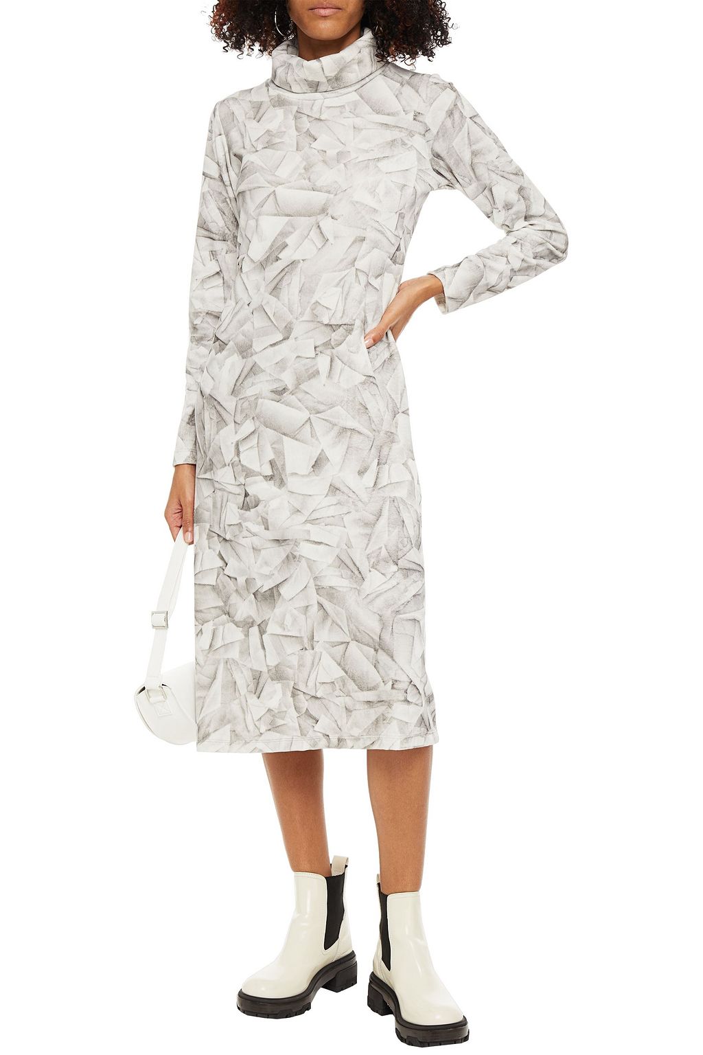 MM6 MAISON MARGIELA Printed cotton-blend velvet midi dress