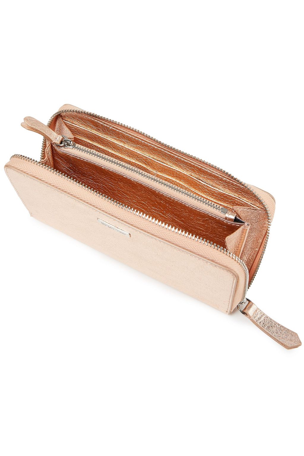 SERGIO ROSSI Metallic textured-leather wallet
