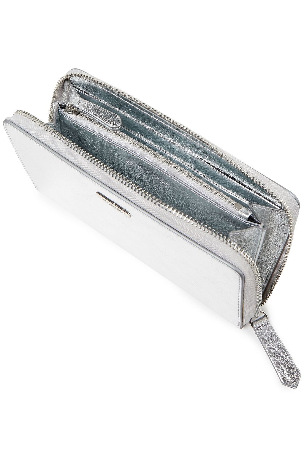 SERGIO ROSSI Metallic textured-leather continental wallet