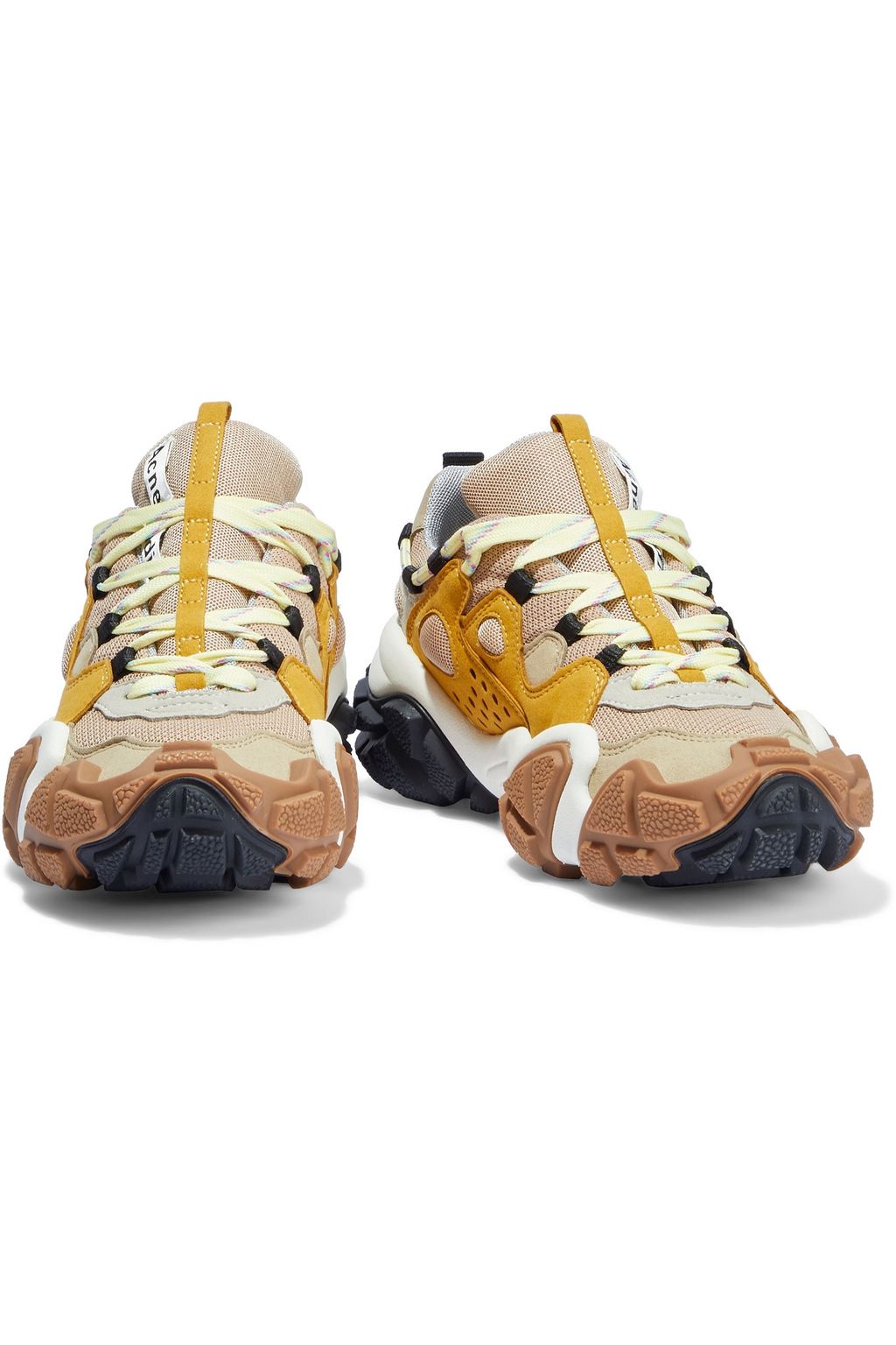 ACNE STUDIOS Color-block faux suede and mesh sneakers