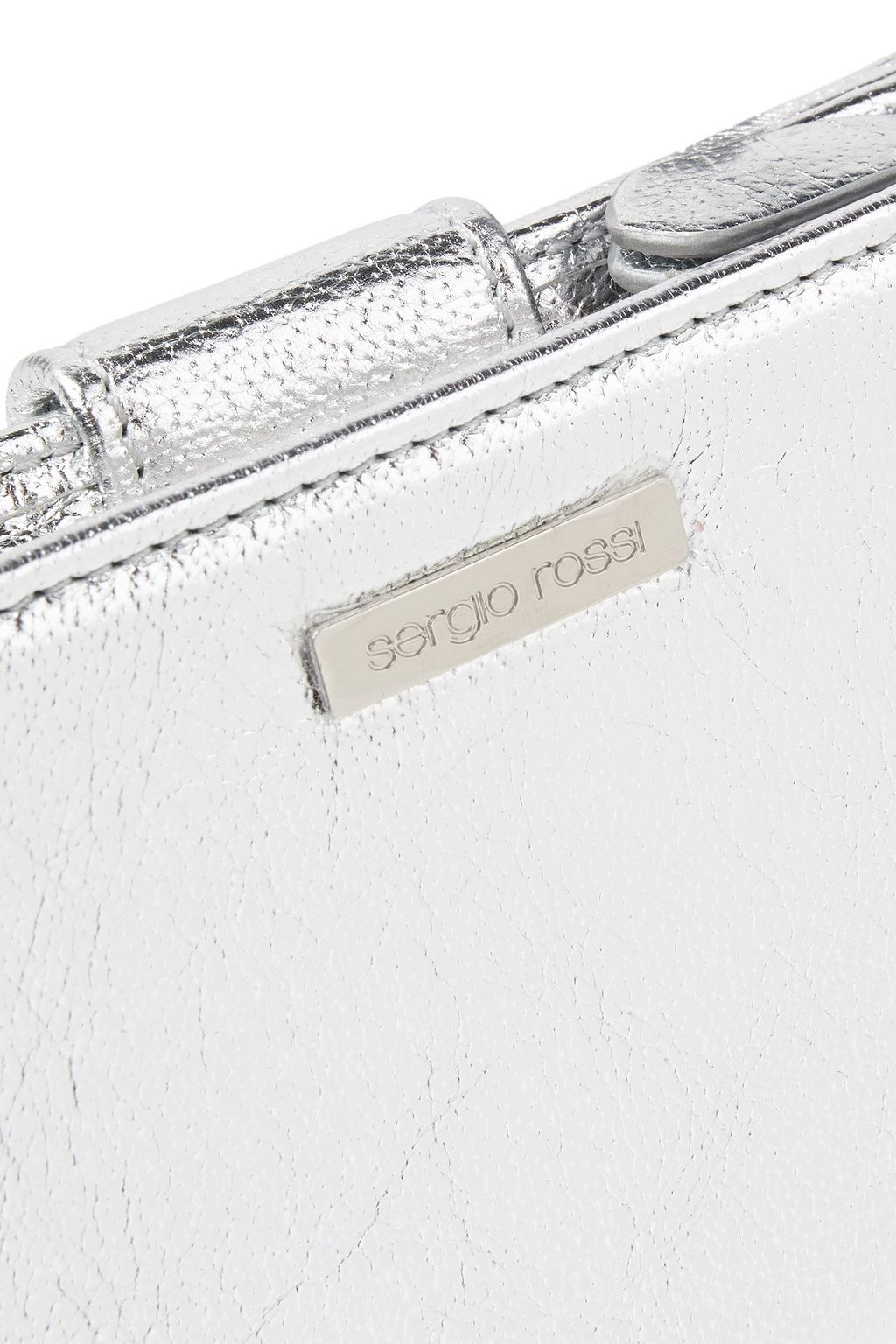 SERGIO ROSSI Metallic textured-leather wallet