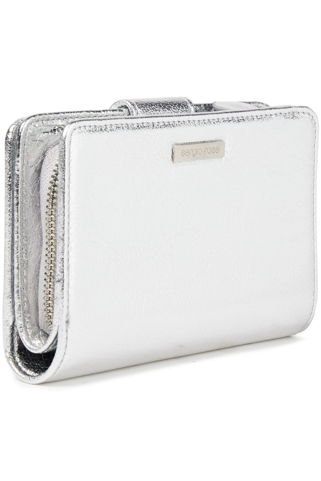 SERGIO ROSSI Metallic textured-leather wallet