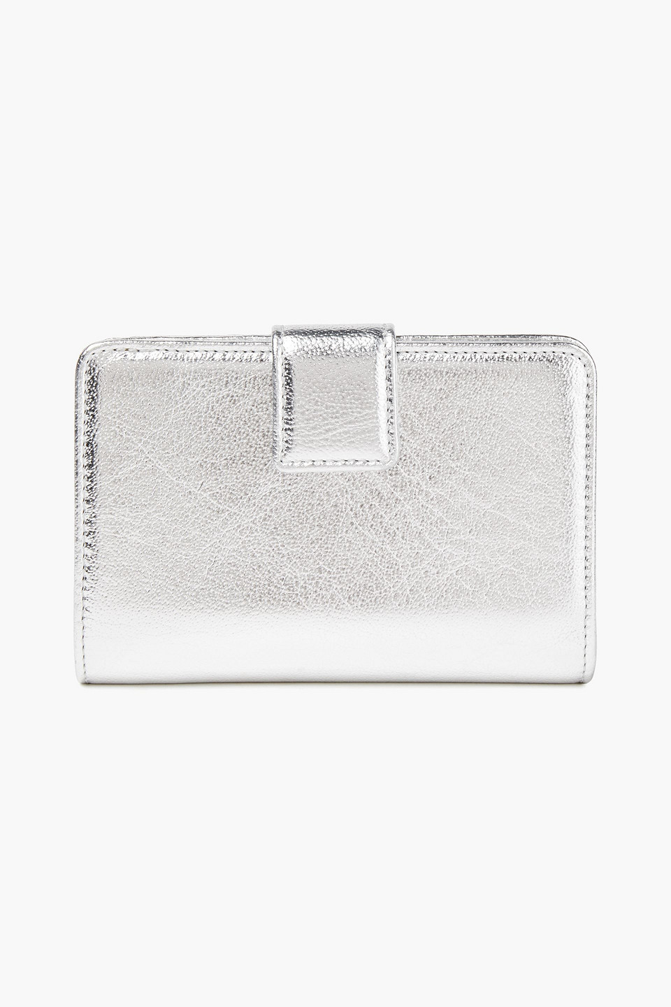 Sergio Rossi Metallic Textured-leather Wallet In White