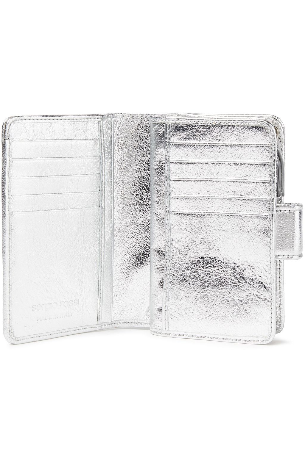 SERGIO ROSSI Metallic textured-leather wallet