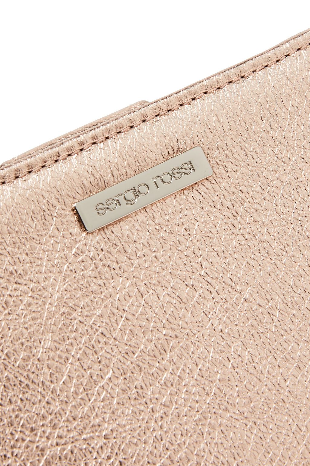 SERGIO ROSSI Metallic textured-leather wallet