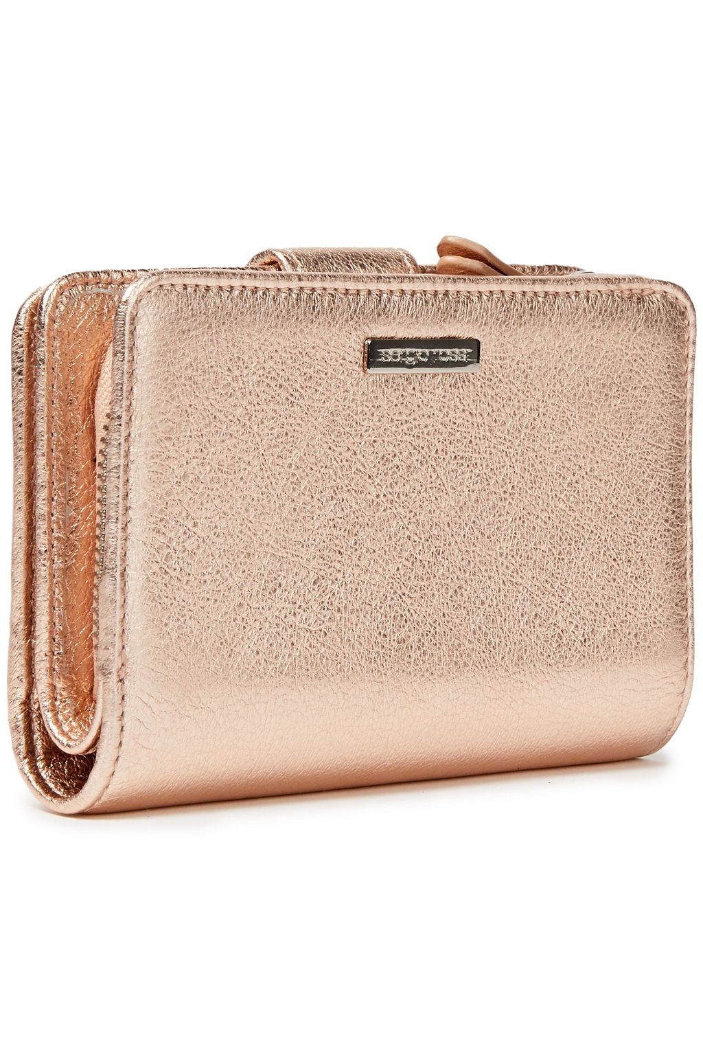 SERGIO ROSSI Metallic textured-leather wallet