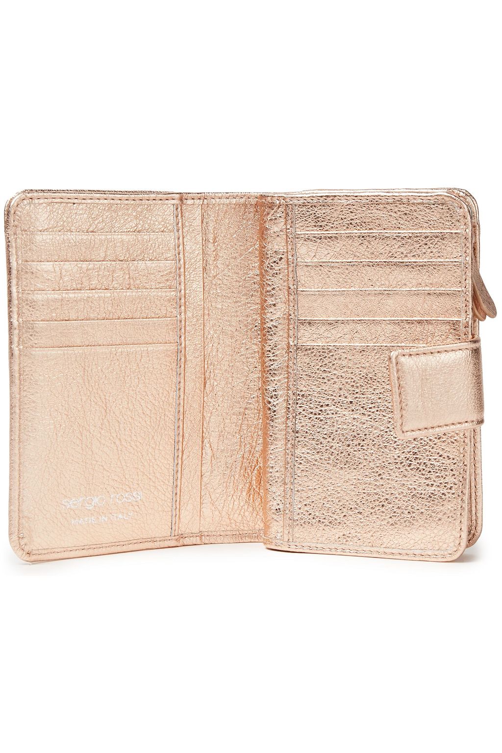 SERGIO ROSSI Metallic textured-leather wallet