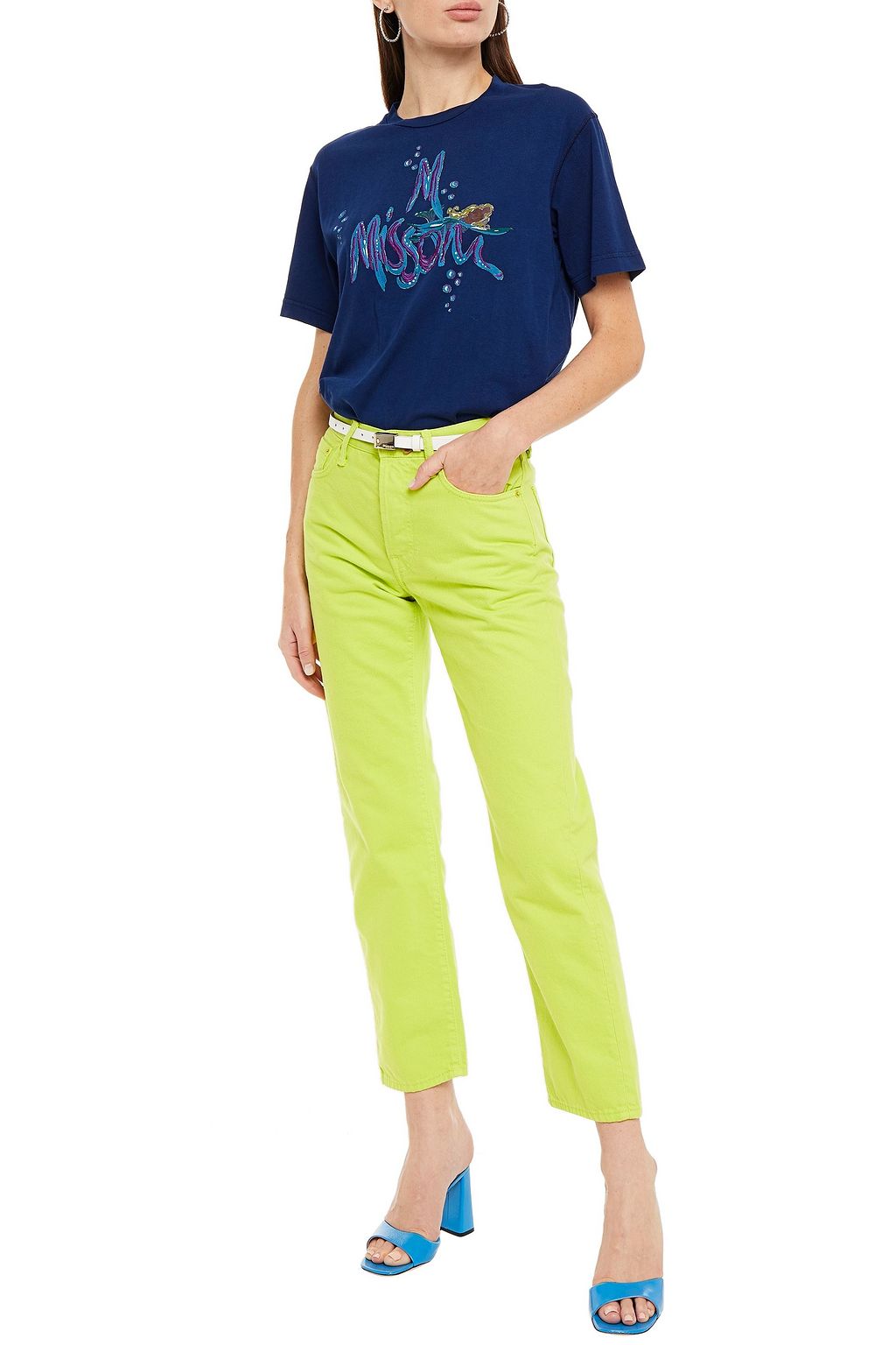 M MISSONI Embroidered printed cotton-jersey T-shirt