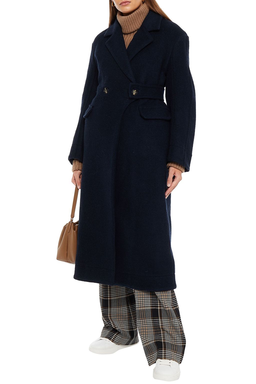 GANNI Double-breasted wool-blend felt coat