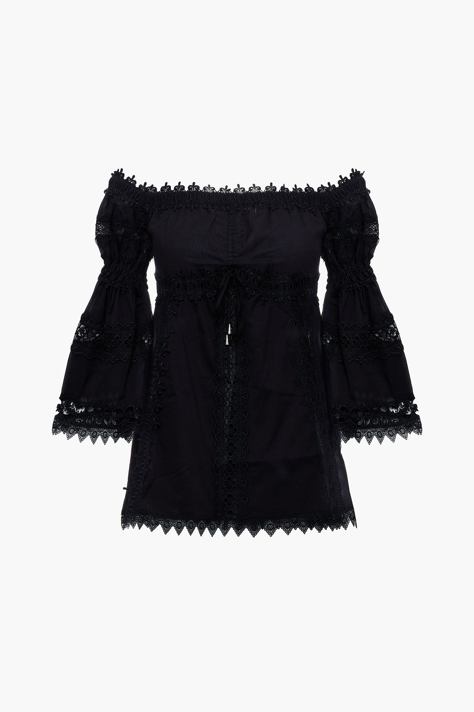 Charo Ruiz Ibiza Woman Maya Off-the-shoulder Cotton-blend Voile Top Black Size XS