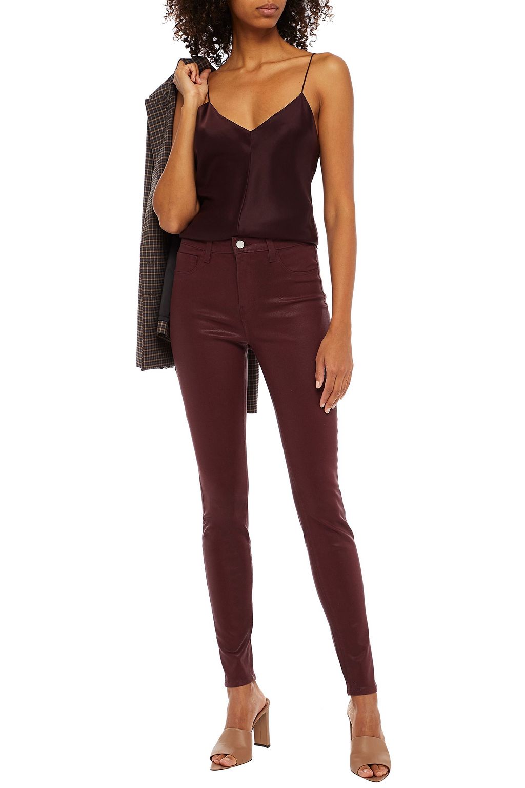L'AGENCE Margeurite coated high-rise skinny jeans