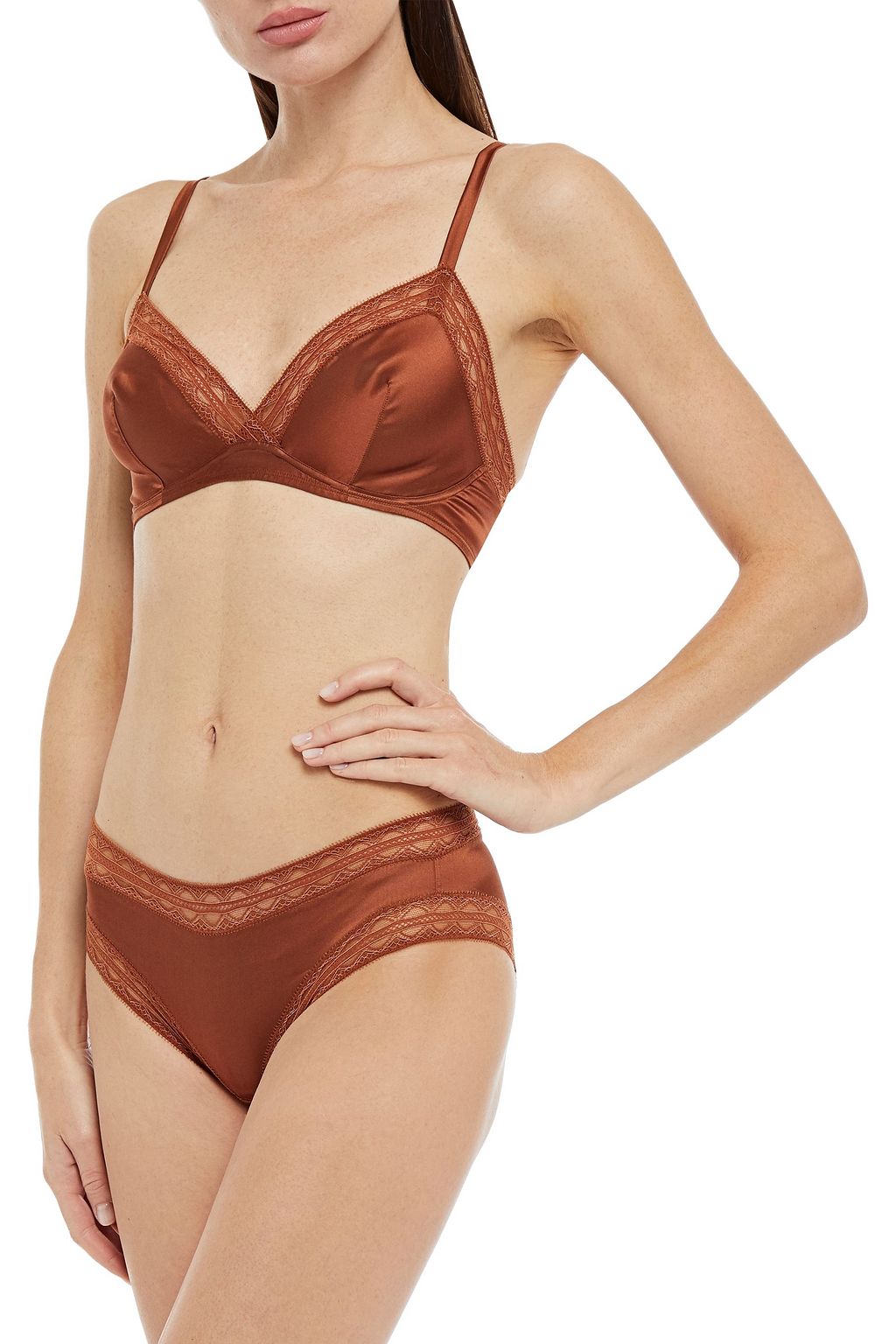 ERES Tresse lace-trimmed silk-blend satin high-rise briefs