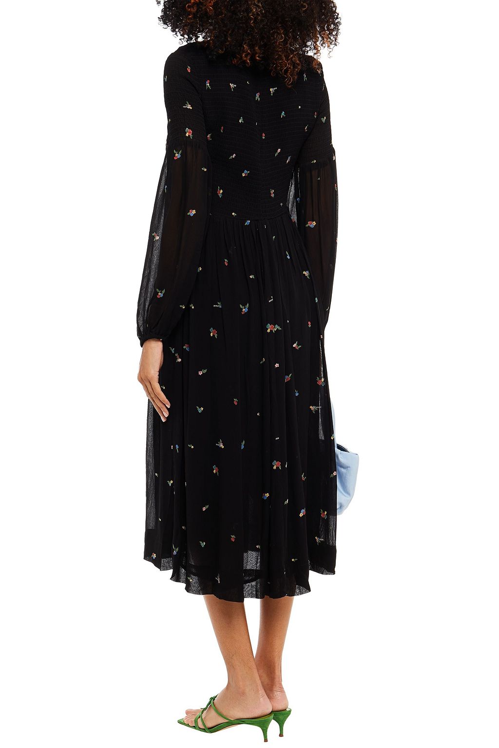 GANNI Shirred leopard-print crepe midi dress