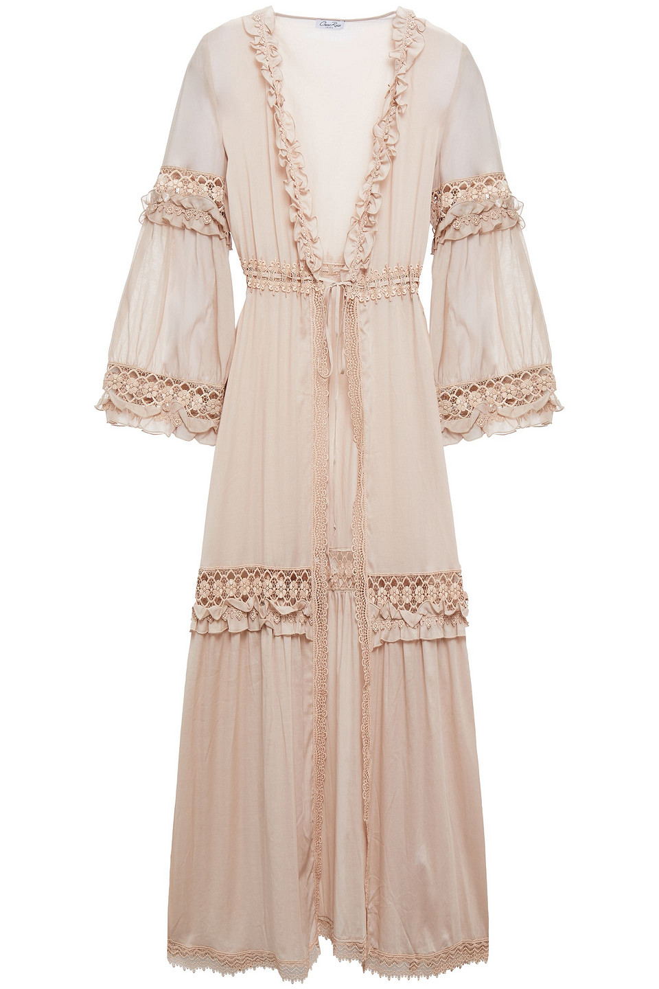 Charo Ruiz Ibiza Woman Crocheted Lace-trimmed Cotton-blend Kimono Blush Size S