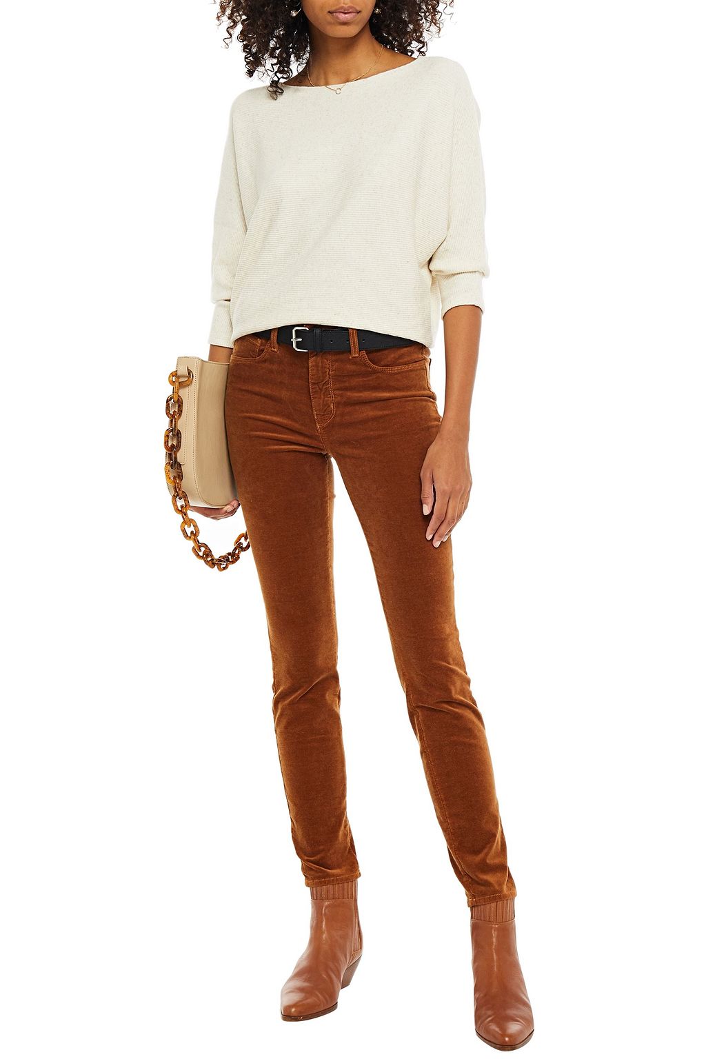 L'AGENCE Cotton-blend velvet skinny pants