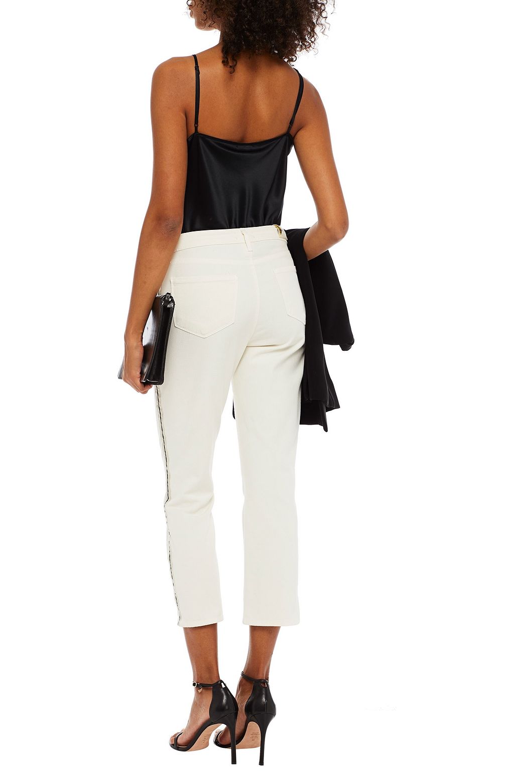L'AGENCE Nadia cropped striped high-rise slim-leg jeans