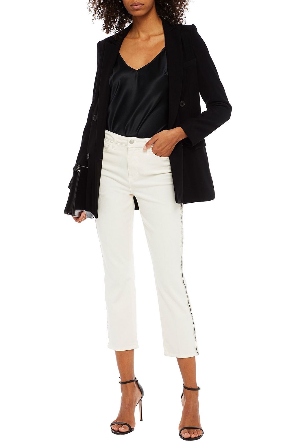 L'AGENCE Nadia cropped striped high-rise slim-leg jeans