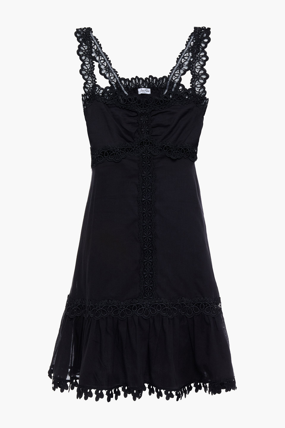 Charo Ruiz Ibiza Woman Crocheted Lace-trimmed Cotton-blend Voile Mini Dress Black Size M