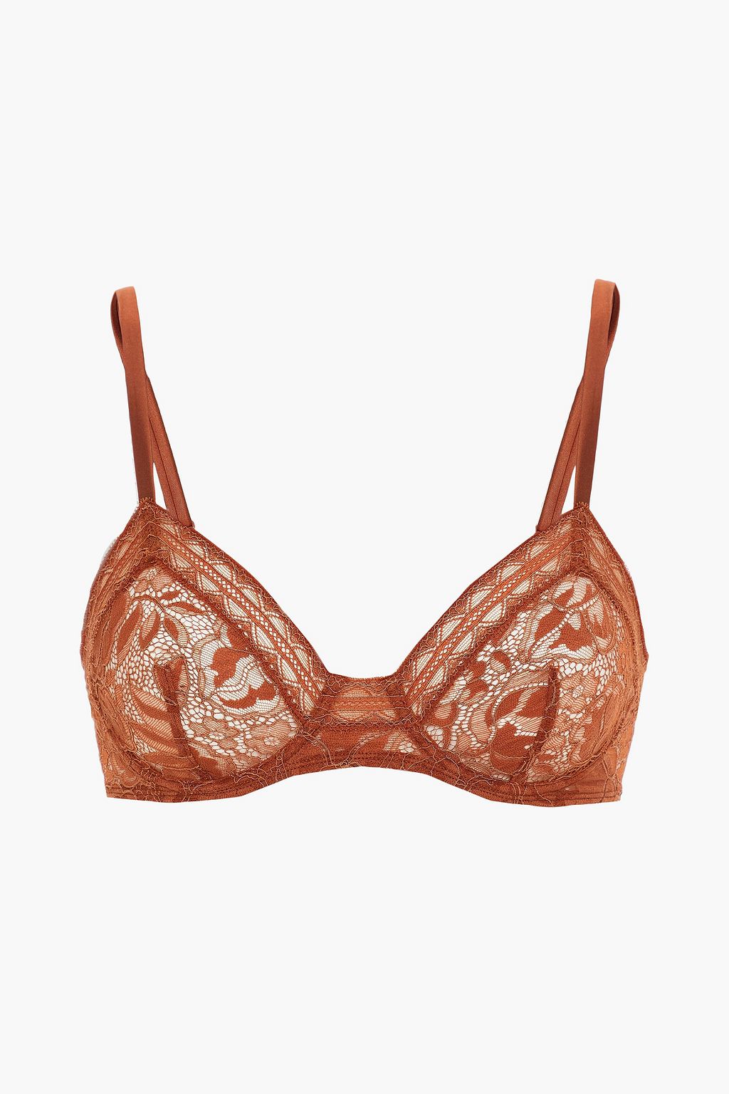 Tresse satin-trimmed corded lace underwired bra