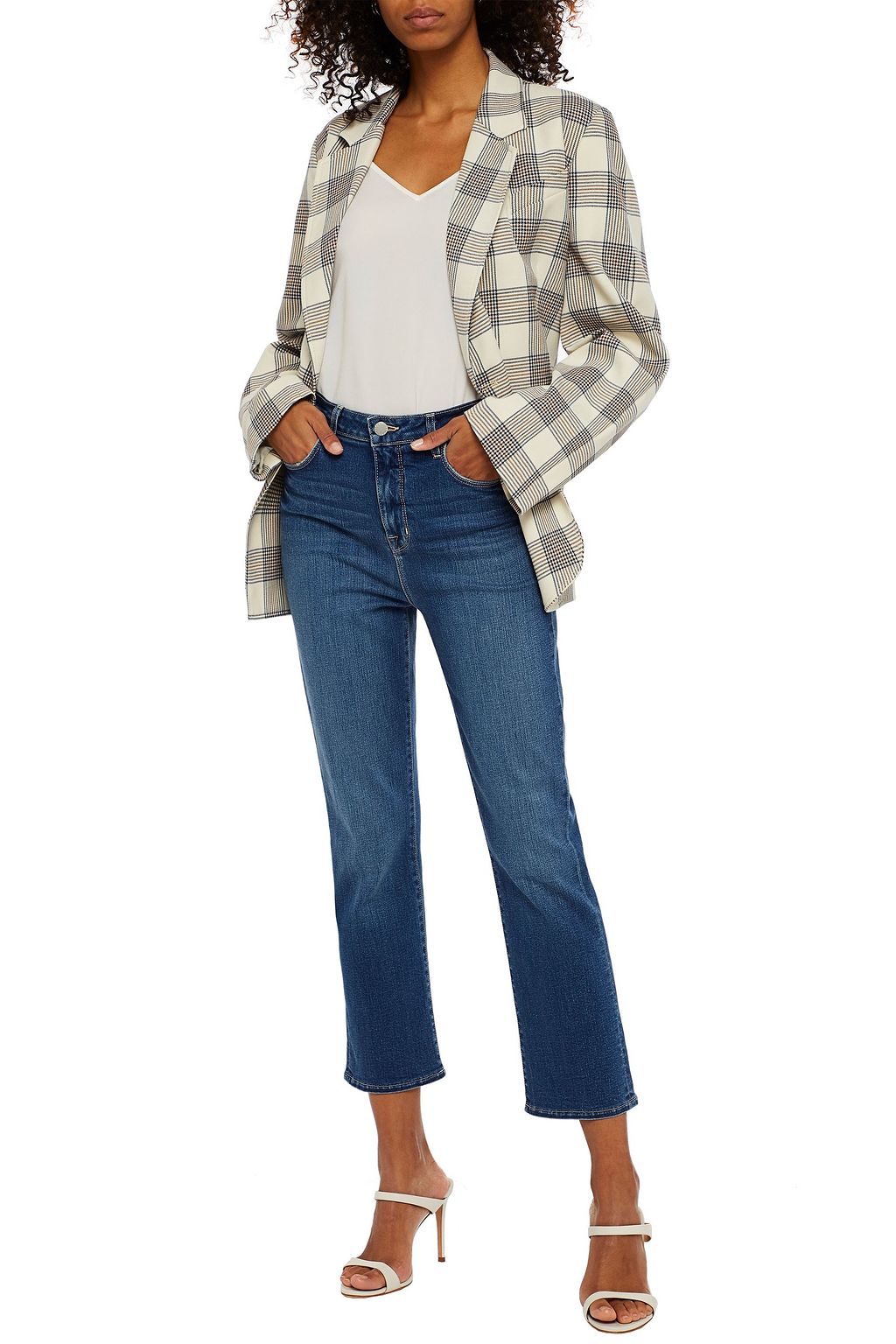 L'AGENCE Nadia cropped high-rise straight-leg jeans