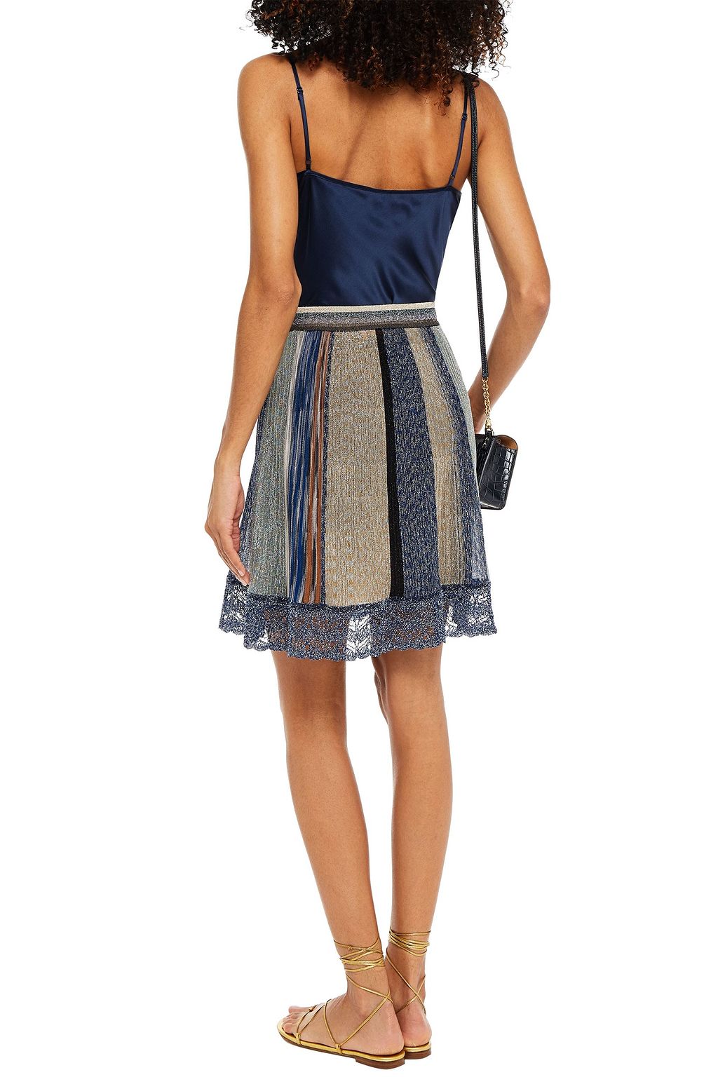 MISSONI Metallic crochet-knit mini skirt