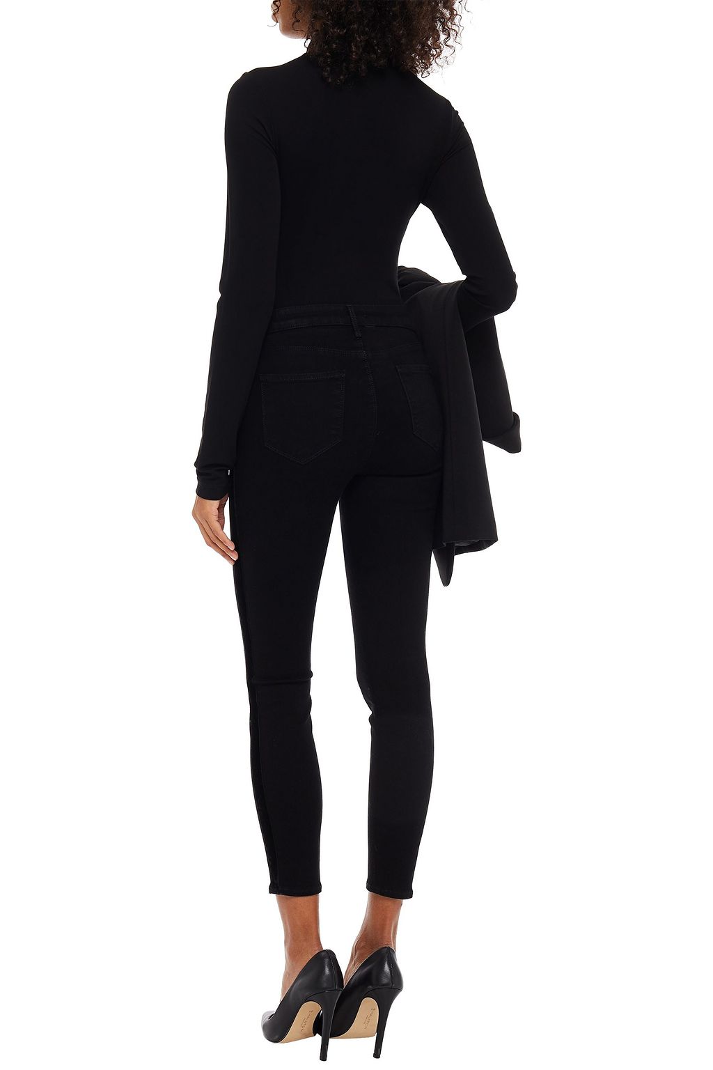 L'AGENCE Margot cropped velvet-trimmed high-rise skinny jeans