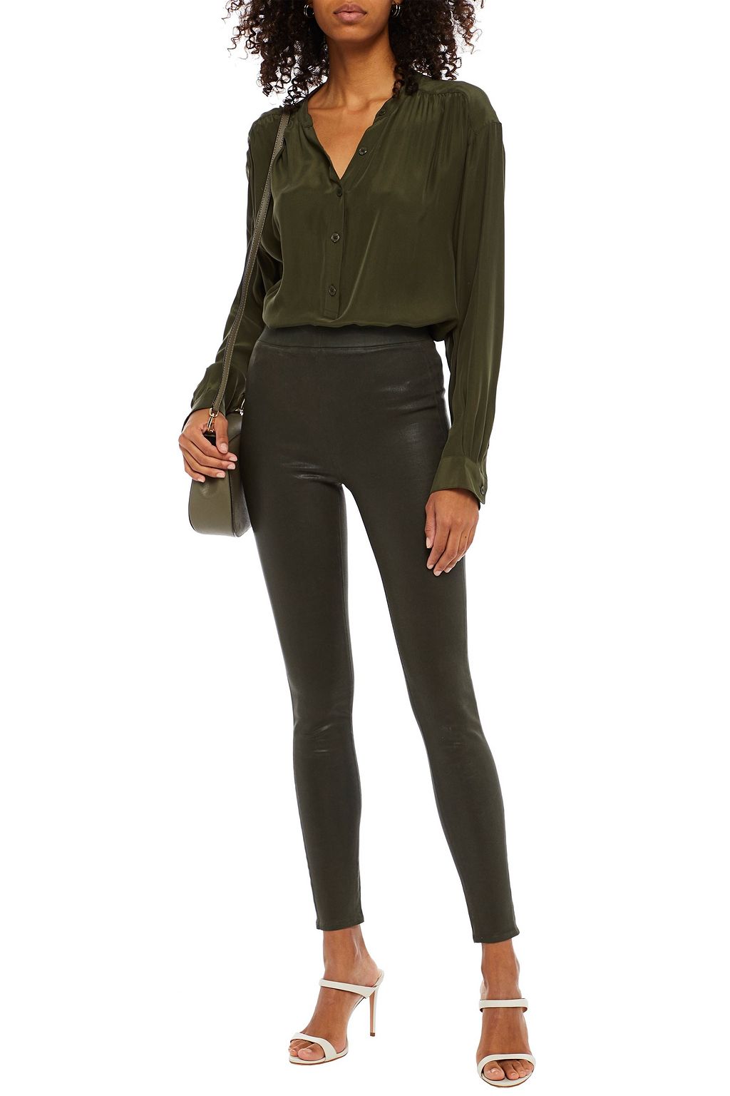 L'AGENCE Rochelle coated high-rise skinny jeans