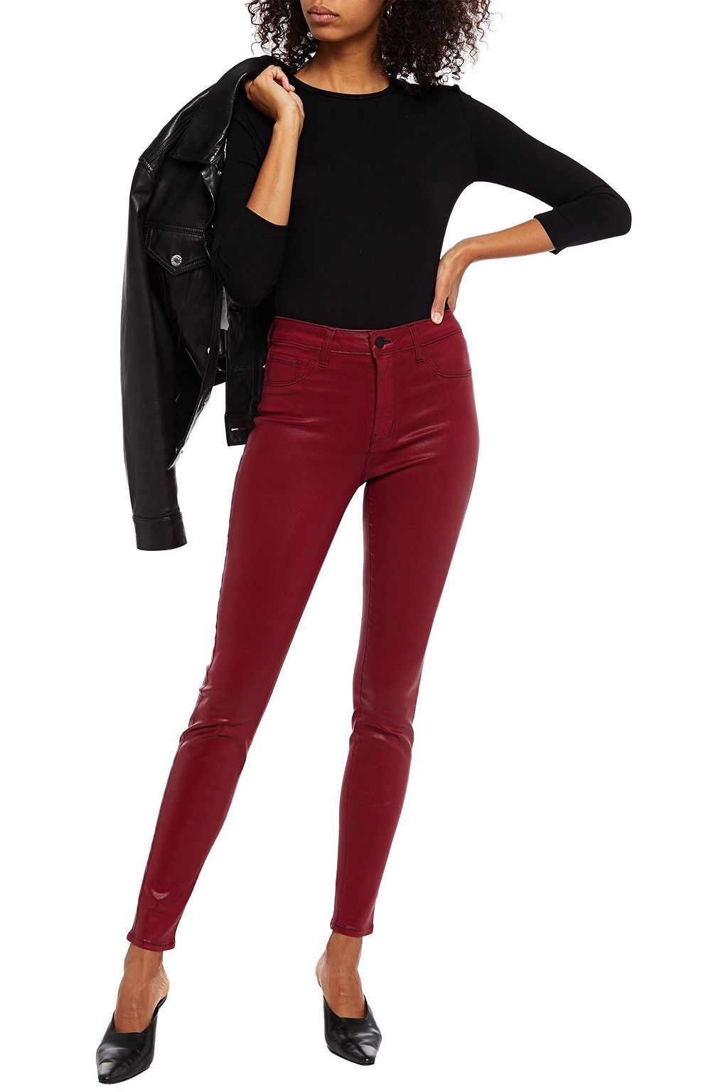L'AGENCE Margeurite coated high-rise skinny jeans