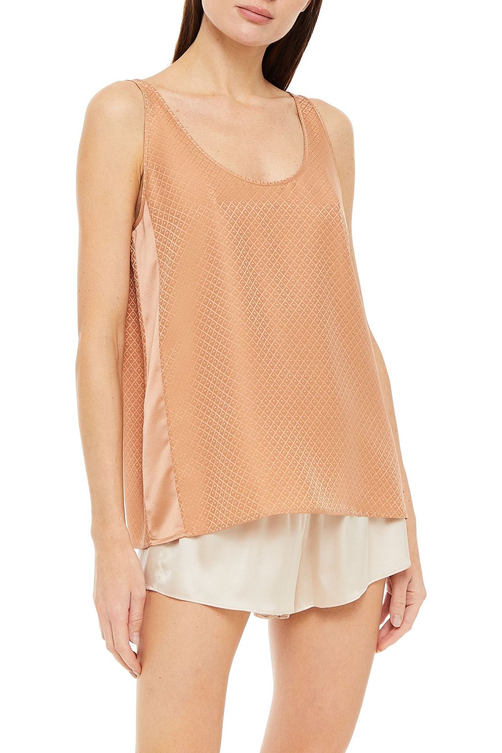 ERES Paneled silk-jacquard and satin tank