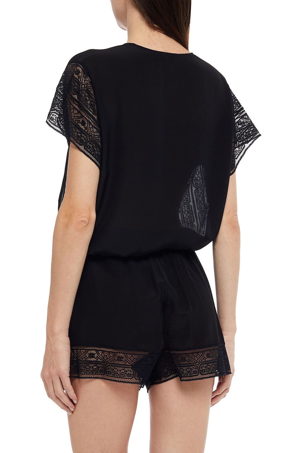 ERES Lace-trimmed silk crepe de chine pajama shorts