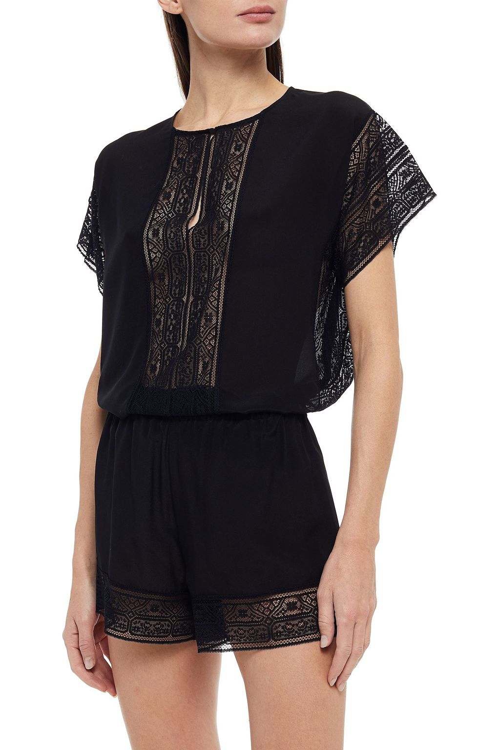 ERES Lace-trimmed silk crepe de chine pajama shorts