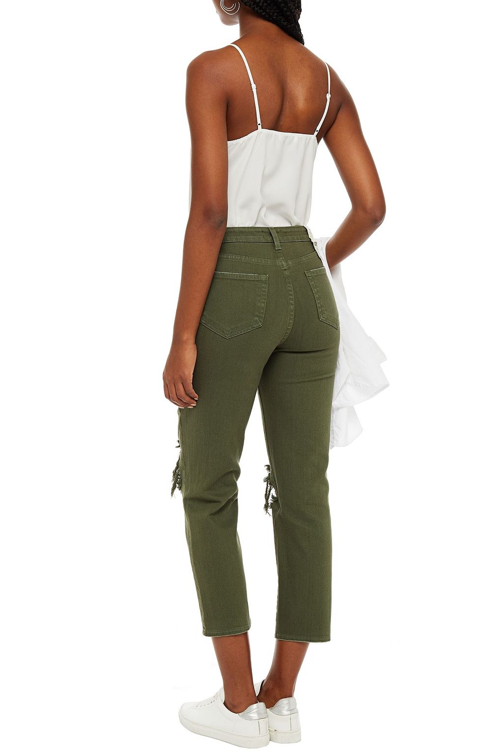 L'AGENCE Audrina cropped distressed high-rise straight-leg jeans