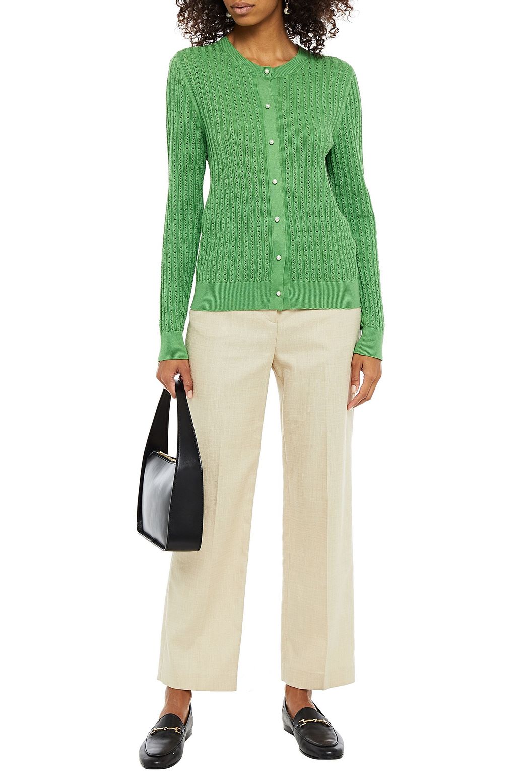 CAROLINA HERRERA Ribbed silk and cotton-blend cardigan
